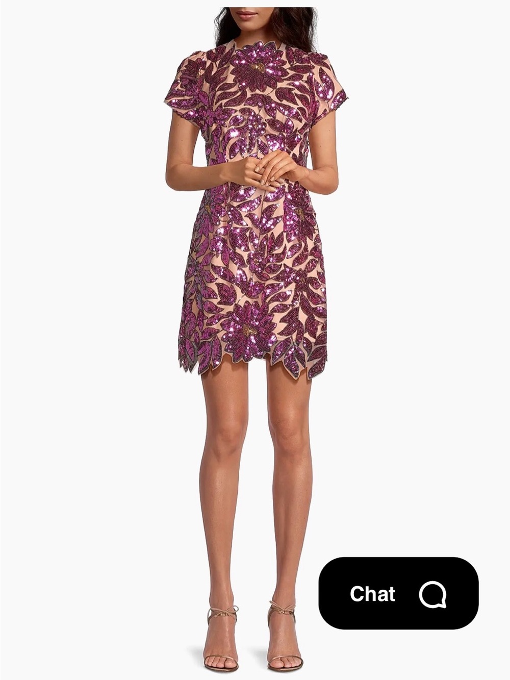 Milly Revolve Saks Sequin Embroidered Pink Floral Cocktail Dress NWT Size 2 - Picture 2 of 4